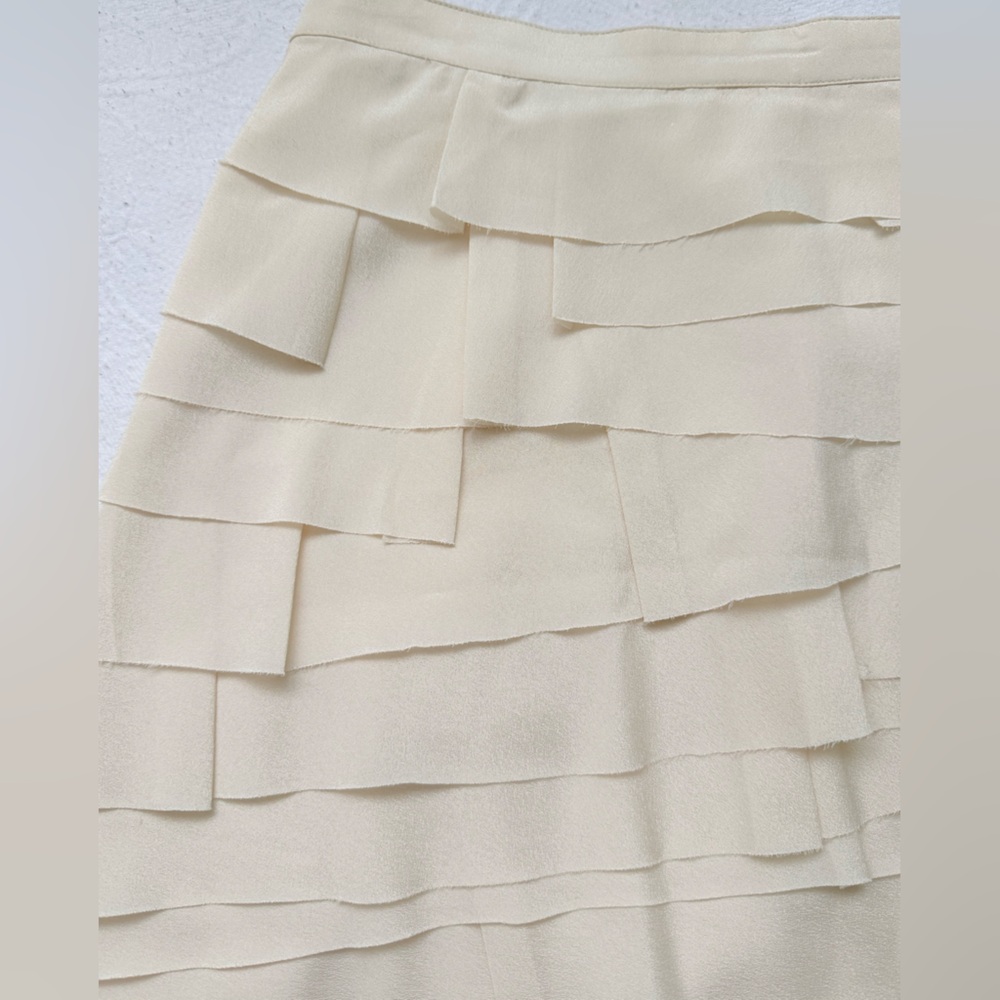 Forever 21 Cream Ruffle Mini Skirt Size L  Y2K Wester Chic Cottagecore Coquette - Picture 8 of 16